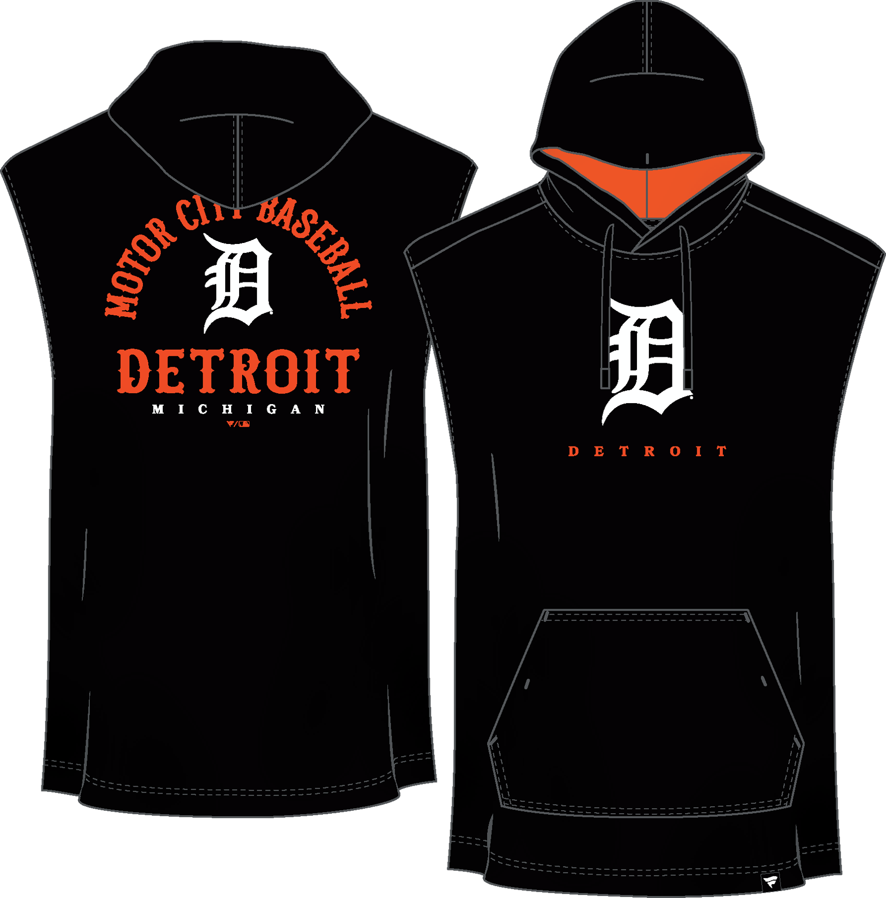 MLB Detroit Tigers Fanatics Fire Speed Sleeveless Hooded Tee (Black) (Sale)