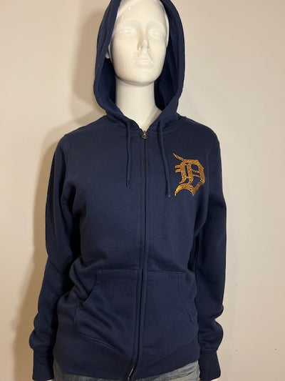 MLB Detroit Tigers Womens Majestic Bling Logo Zip Hoodie (online only)