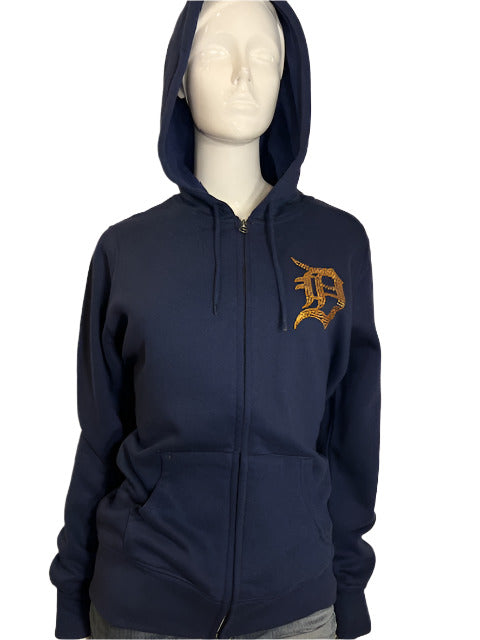MLB Detroit Tigers Womens Majestic Bling Logo Zip Hoodie (online only)