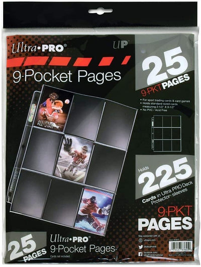 Ultra Pro 9-Pocket Silver Page Protector Standard Size Cards (25 count)-25 Pages/package