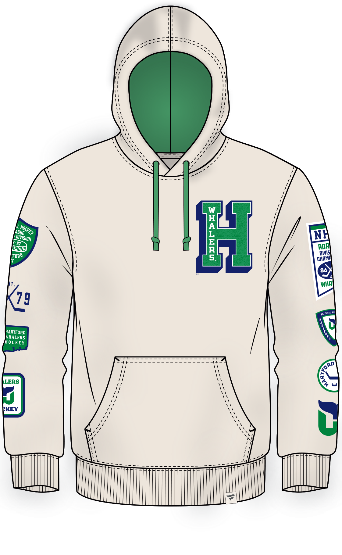 NHL Hartford Whalers Fanatics Letterman Fleece Hoodie