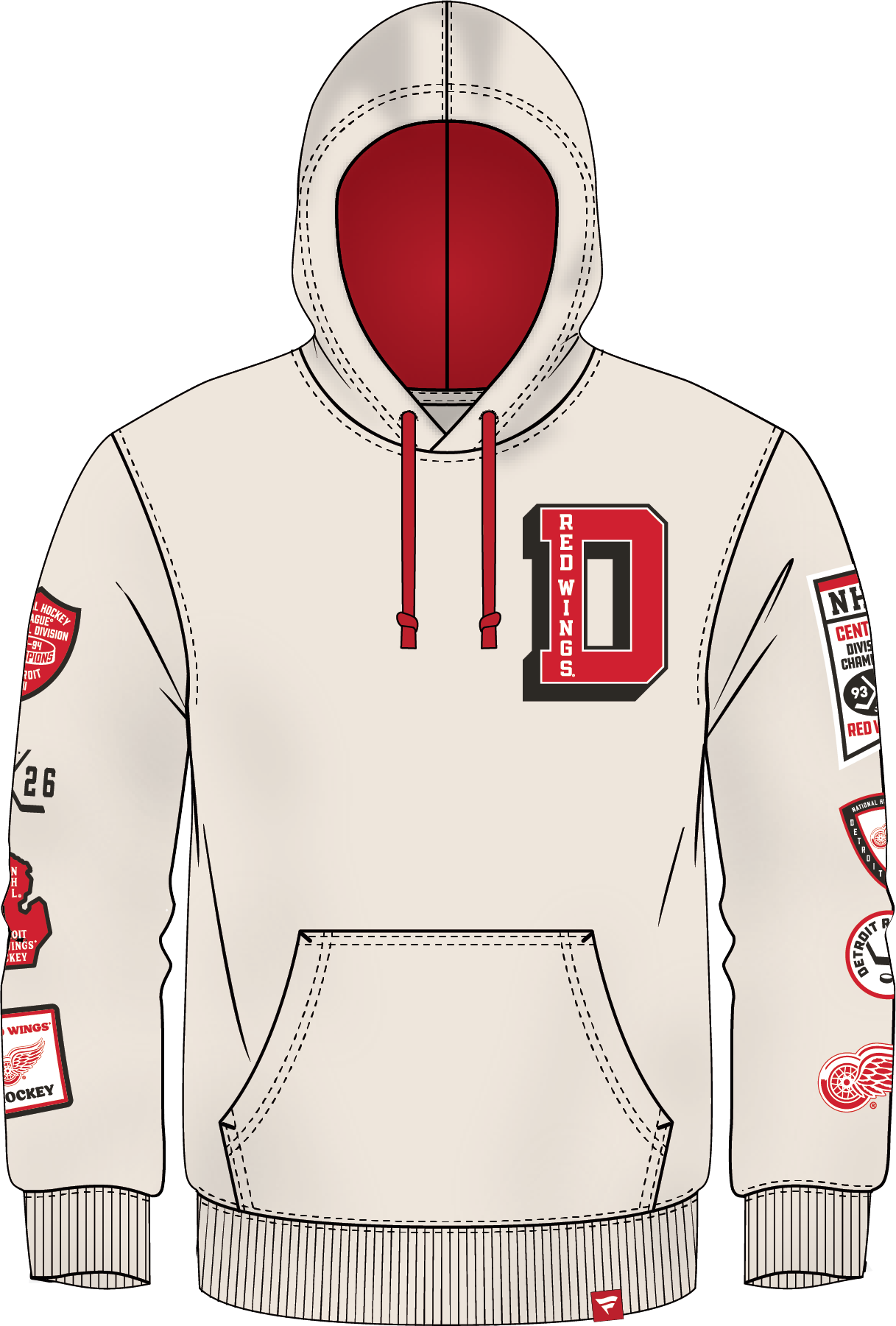 NHL Detroit Red Wings Fanatics Letterman Fleece Hoodie