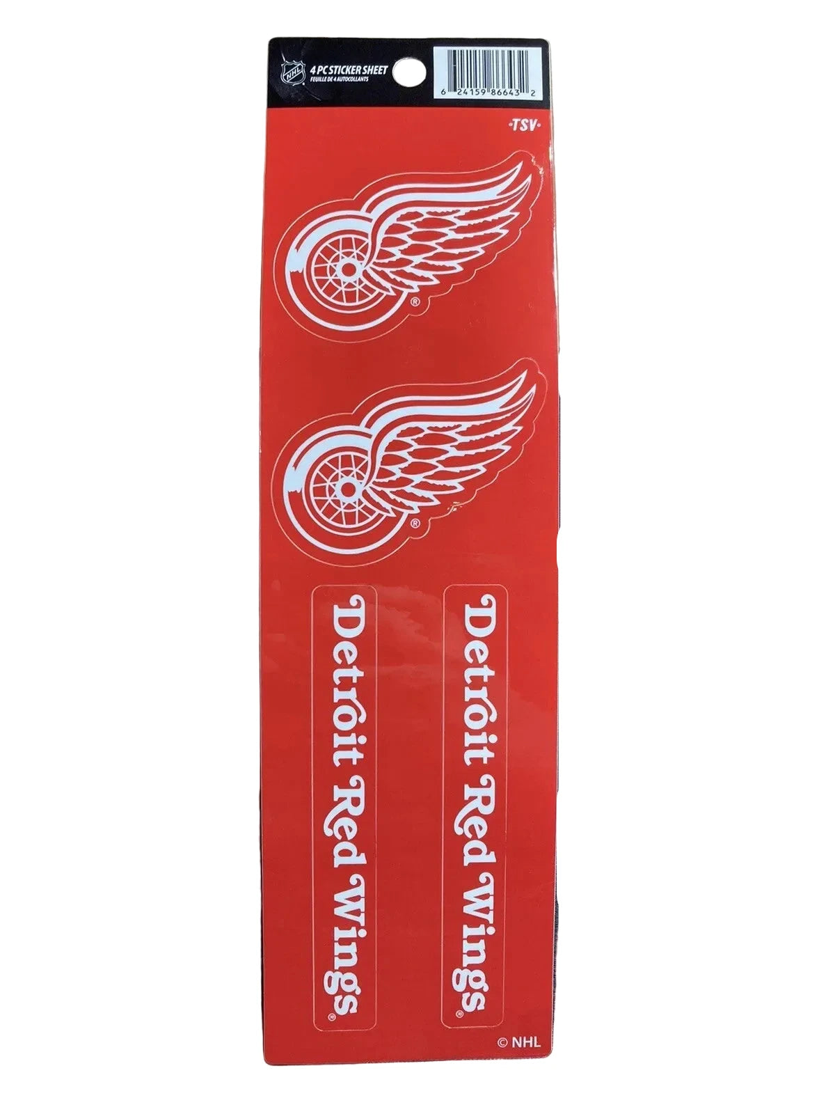 NHL Detroit Red Wings 4 piece Sticker Sheet