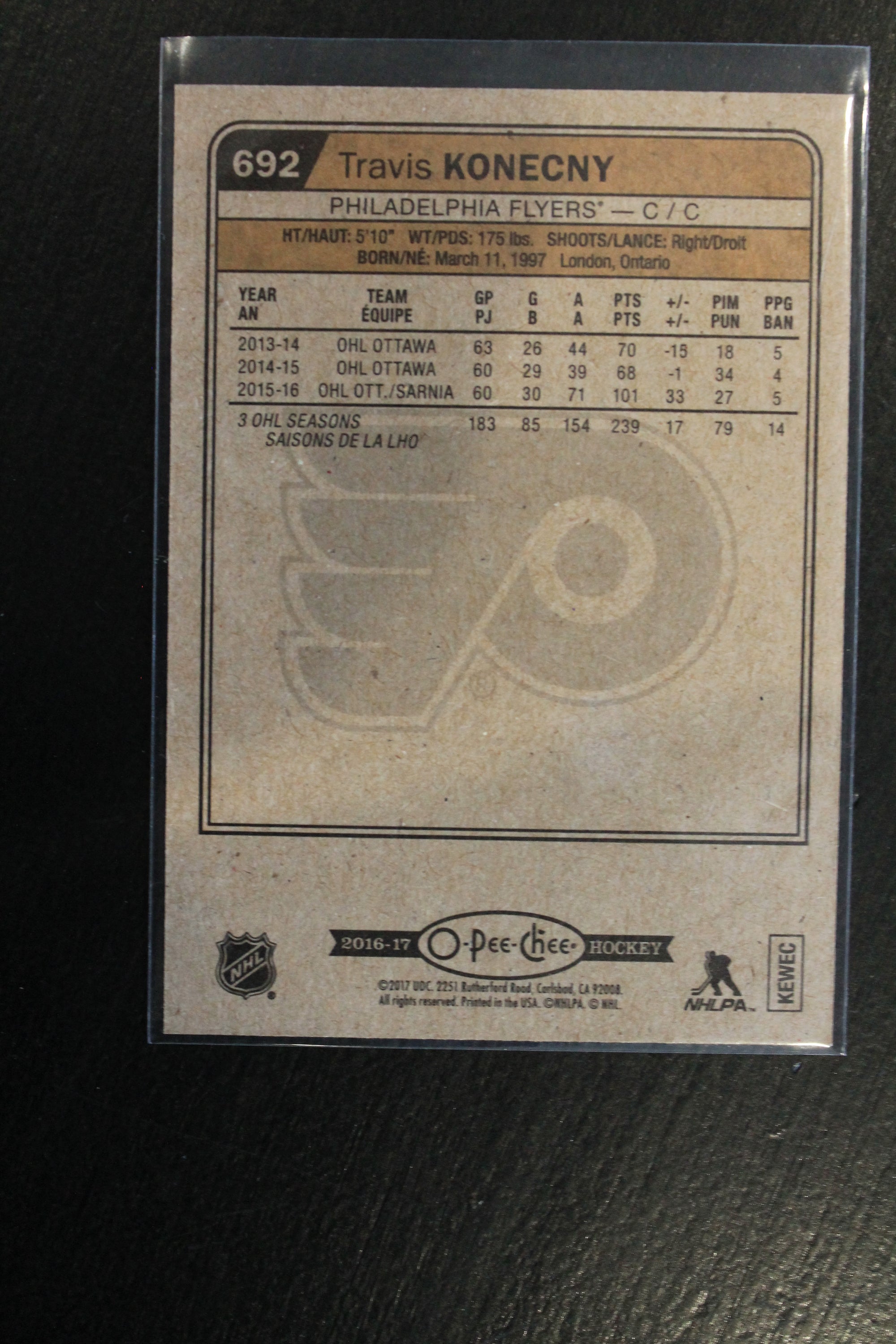 Travis Konecny 2016-17 Upper Deck - O-Pee-Chee Update Rookie Card