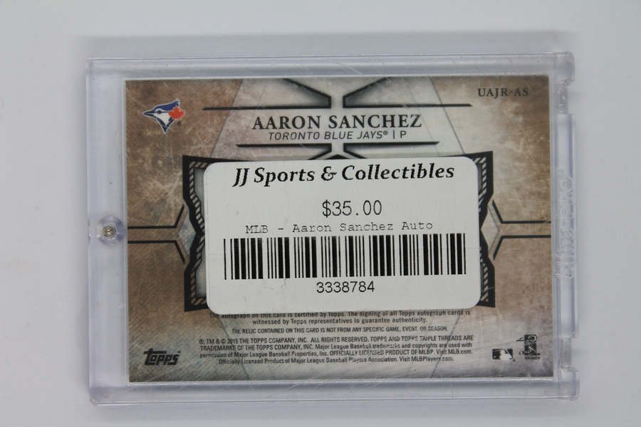 Aaron Sanchez 2015 Topps Triple Threads - Unity Autographed Jumbo Relics - Sepia #UAJR-AS #66/75