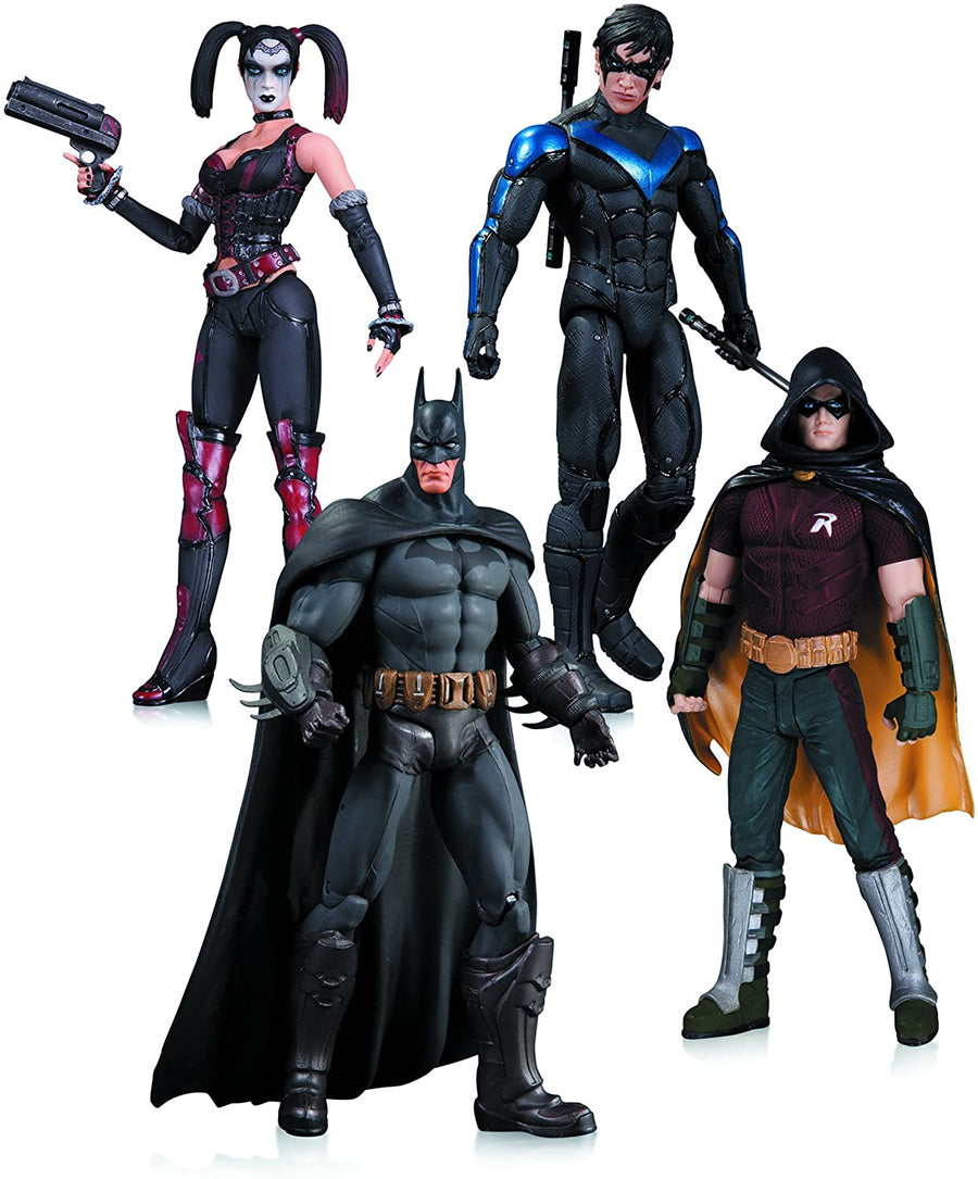 DC Collectibles Arkham City: Harley Quinn, Batman, Nightwing, and Robin Action Figure 4-Pack