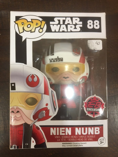 Funko POP Nien Nunb #88  Star Wars The Force Awakens EB Exclusive-(some corner damaged)