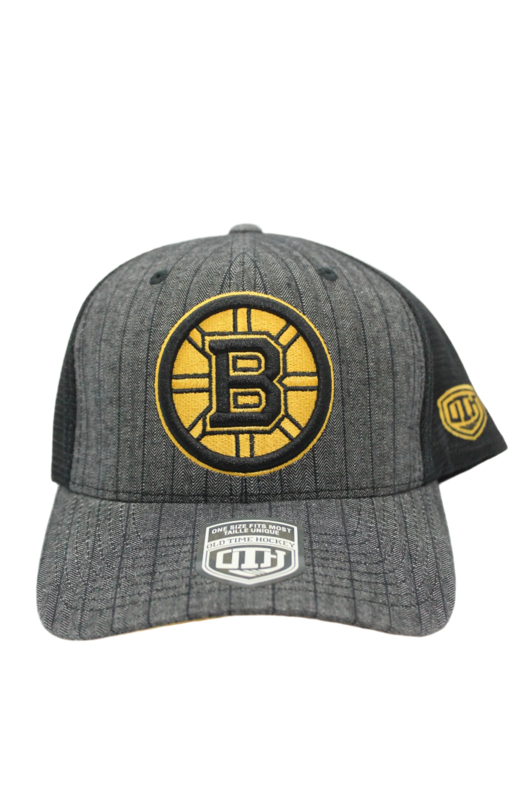 NHL Boston Bruins OTH Pinstripe Grey Flex Fit Hat