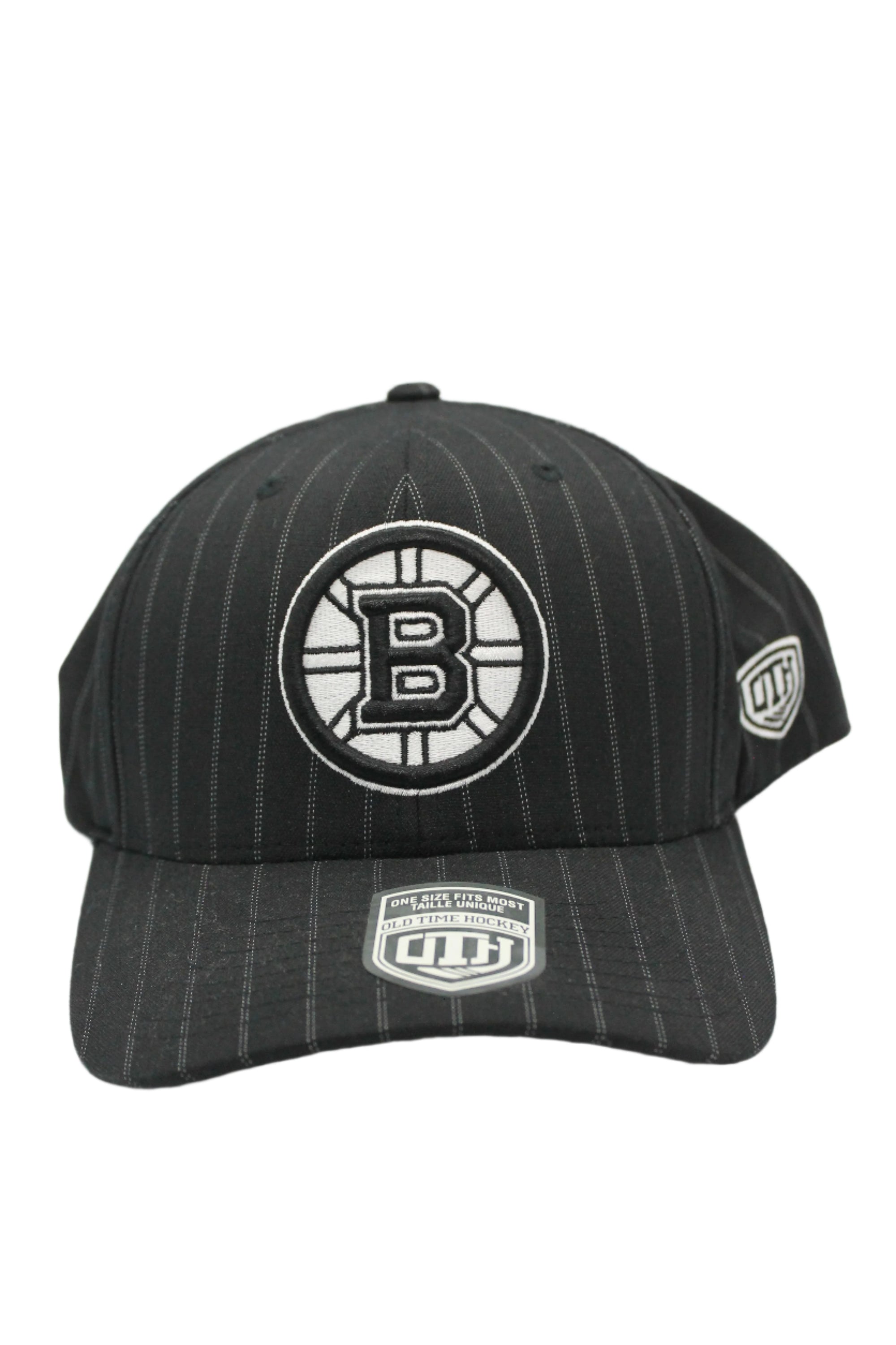 NHL Boston Bruins OTH Pinstripe Black Flex Fit Hat
