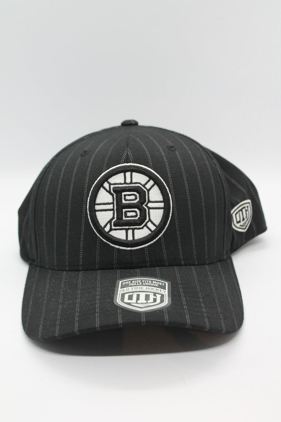 NHL Boston Bruins OTH Pinstripe Black Flex Fit Hat