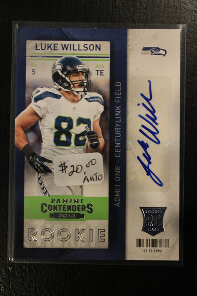 Luke Willson 2013 Panini Contenders Autographed Rookie Card