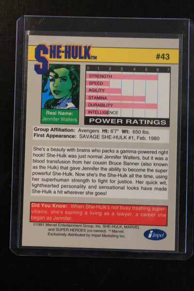SHE-HULK 1991 Marvel Universe Series 2 (Impel) BASE Trading Card #43