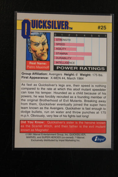 Quicksilver 1991 Marvel Universe Series 2 (Impel) BASE Trading Card #25