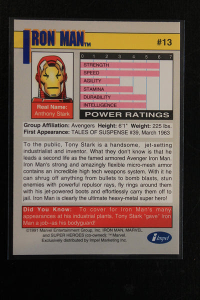 Iron Man 1991 Marvel Universe Series 2 (Impel) BASE Trading Card #13