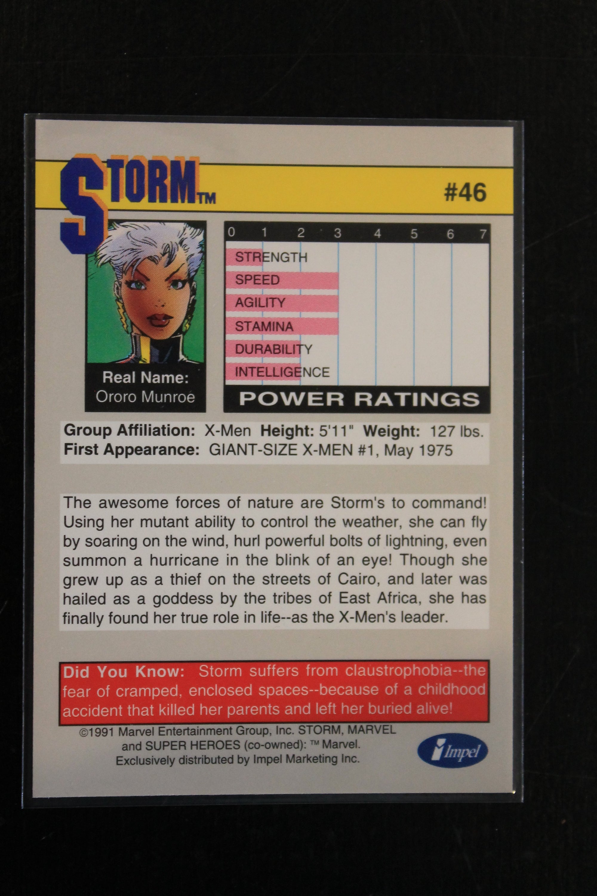 Storm 1991 Marvel Universe Series 2 (Impel) BASE Trading Card #46