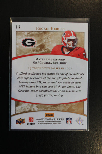 Matthew Stafford 2009 Upper Deck Football Heroes Rookie Year Card