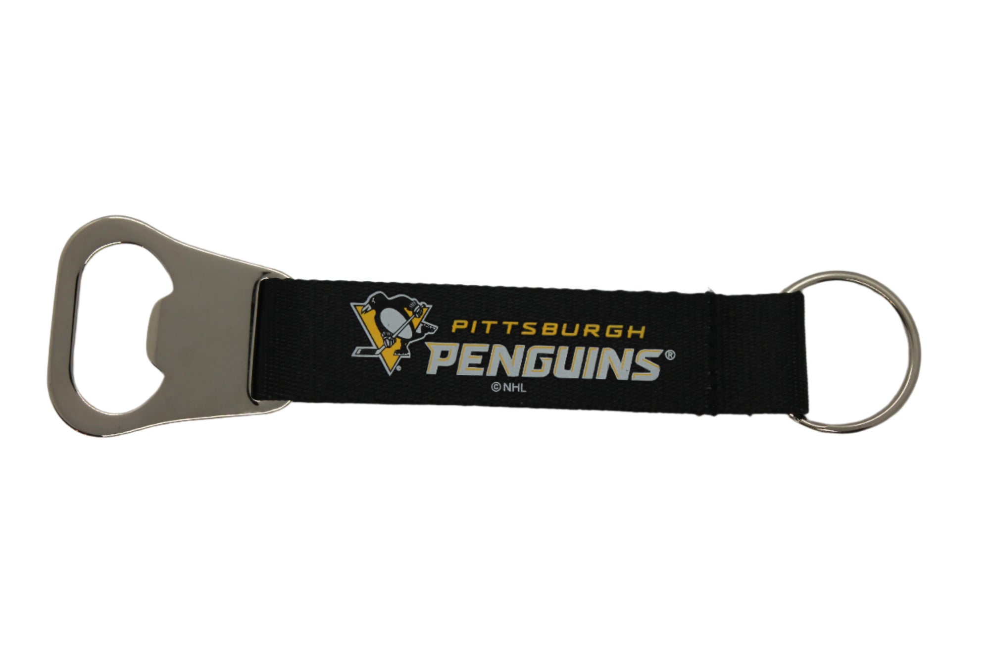 NHL Pittsburgh Penguins Strap Keychain with Bottle Opener