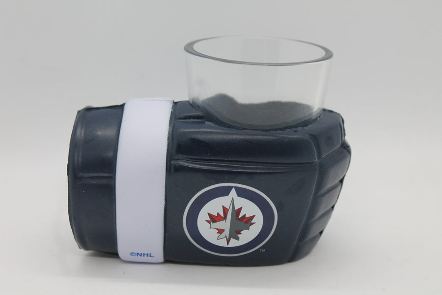 NHL Winnipeg Jets Wrist Shot Glass- With Foam Glove Holder