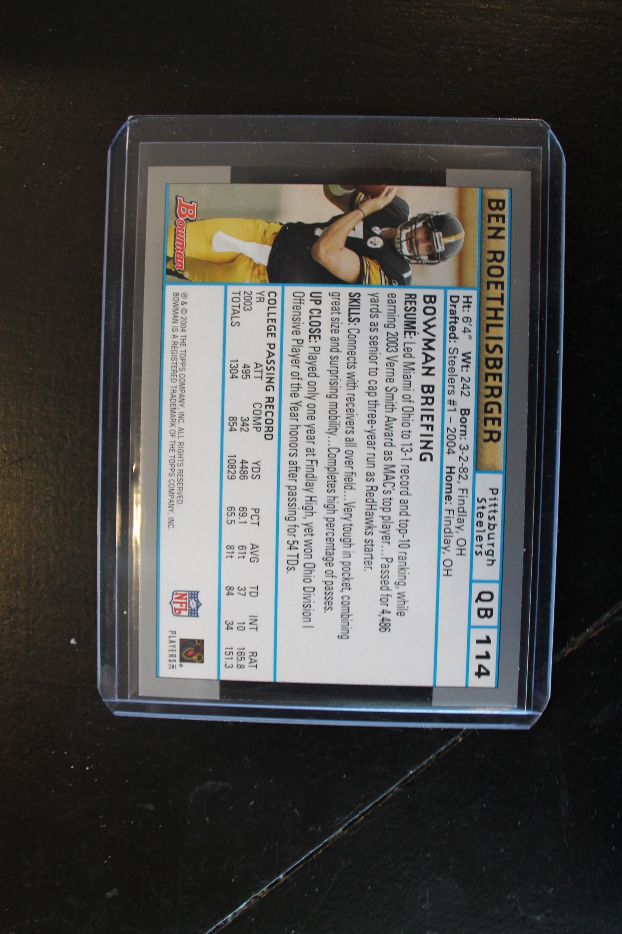 Ben Roethlisberger 2004 Bowman Rookie Card