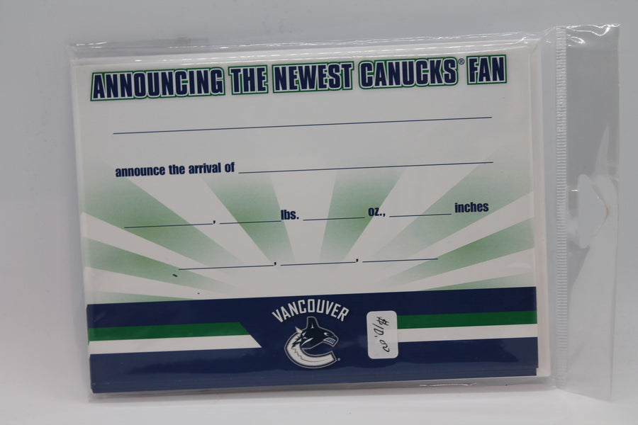 NHL Vancouver Canucks Birth Announcement Cards