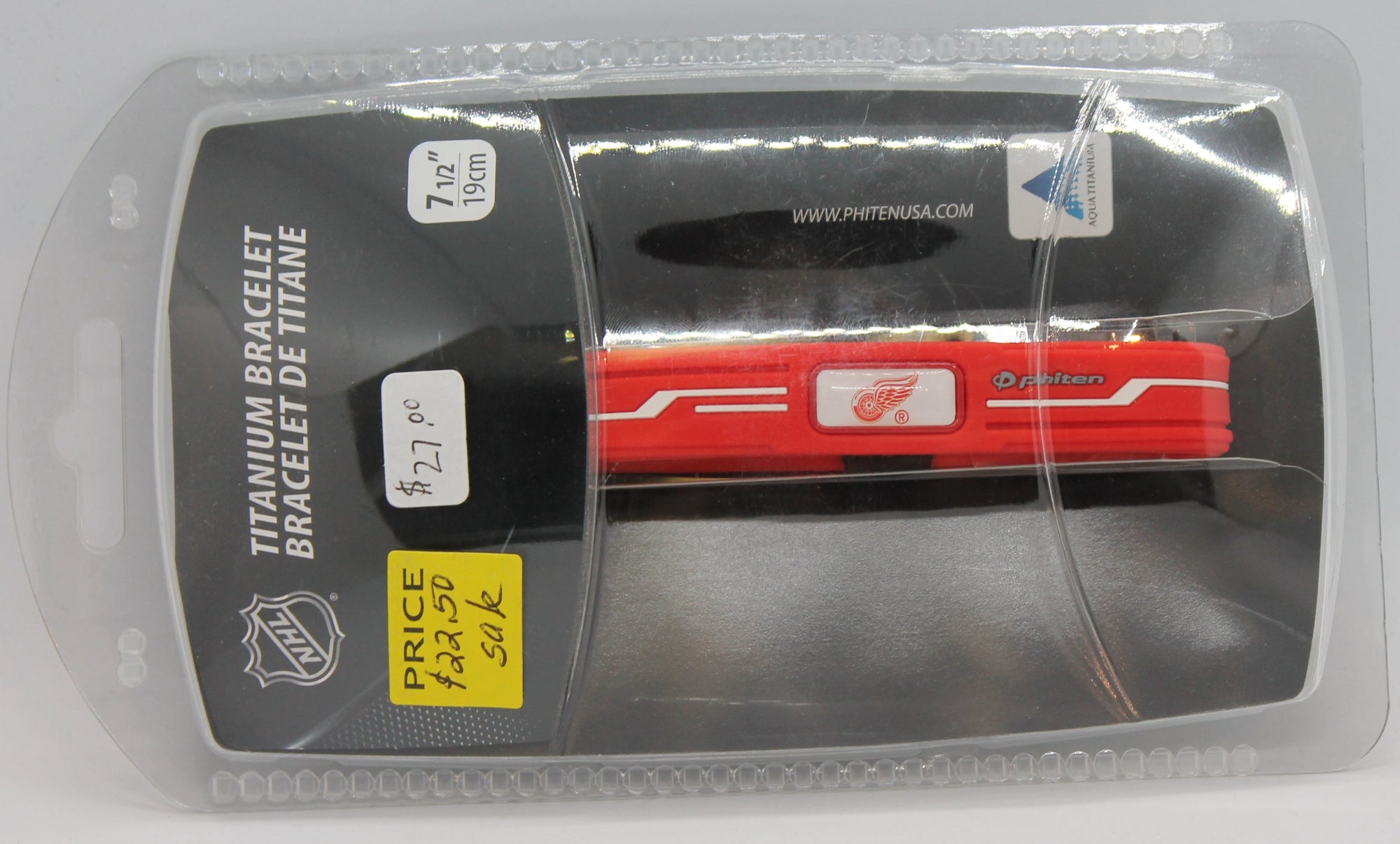 NHL Detroit Red Wings Phiten Titanium Bracelet- SALE