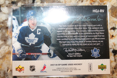 Rick Vaive 2007-08 SP Game Used Edition - Legends Classic Jersey/Auto #HGJ-RV #50/50