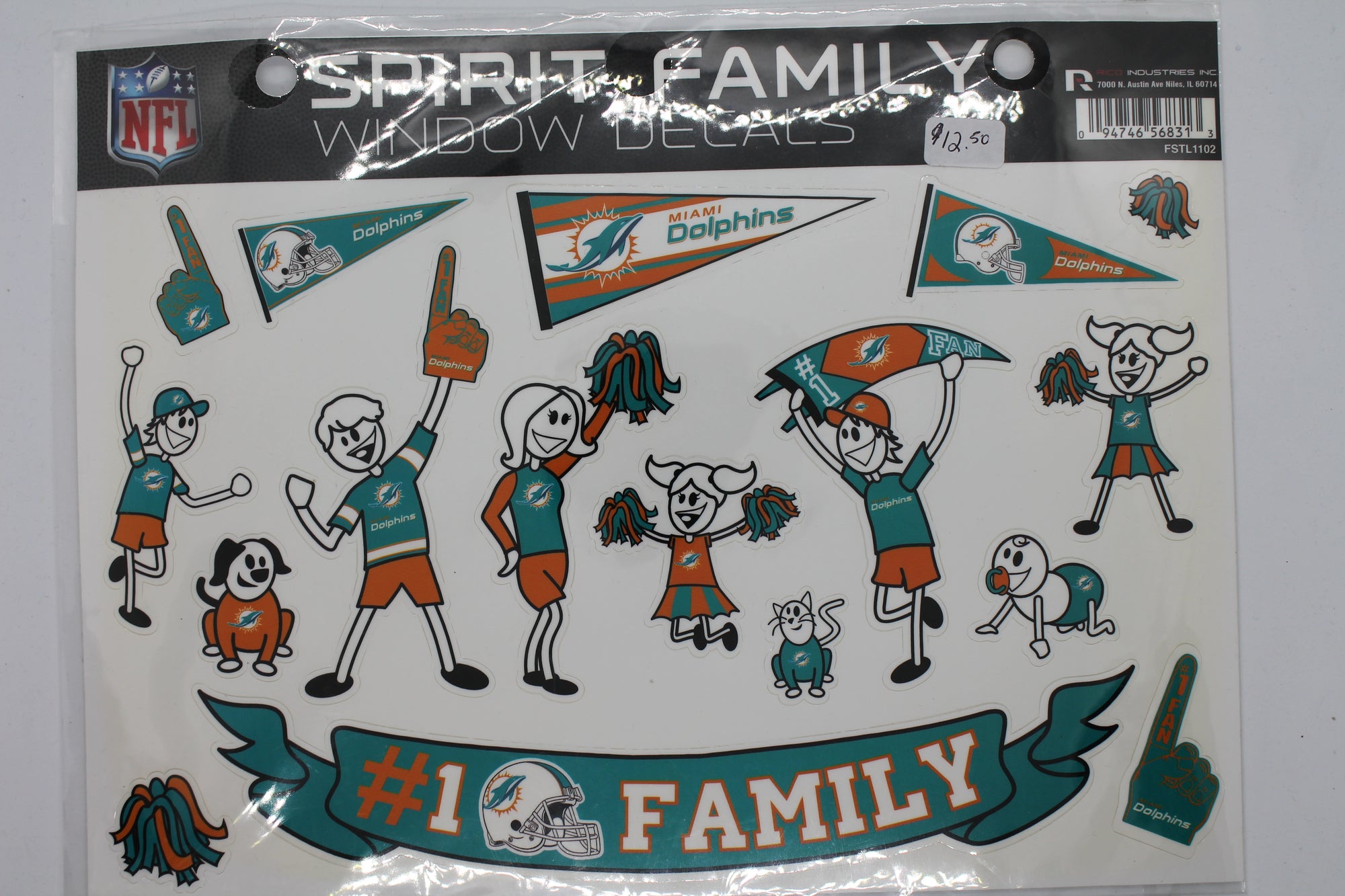 NFL Miami Dolphins Spirit Family Window Decals