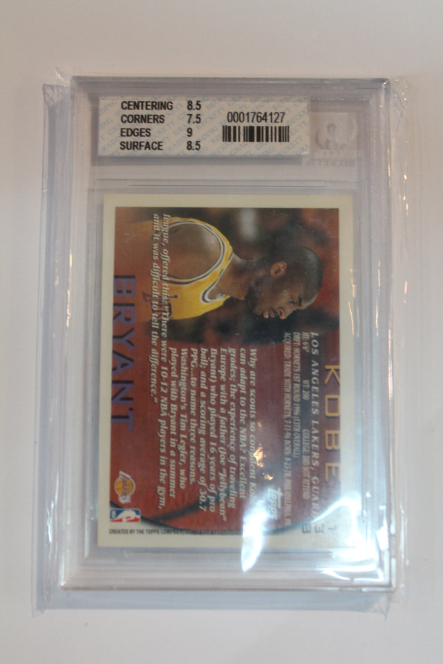 Kobe Bryant Topps Rookie Card Graded Beckett 8