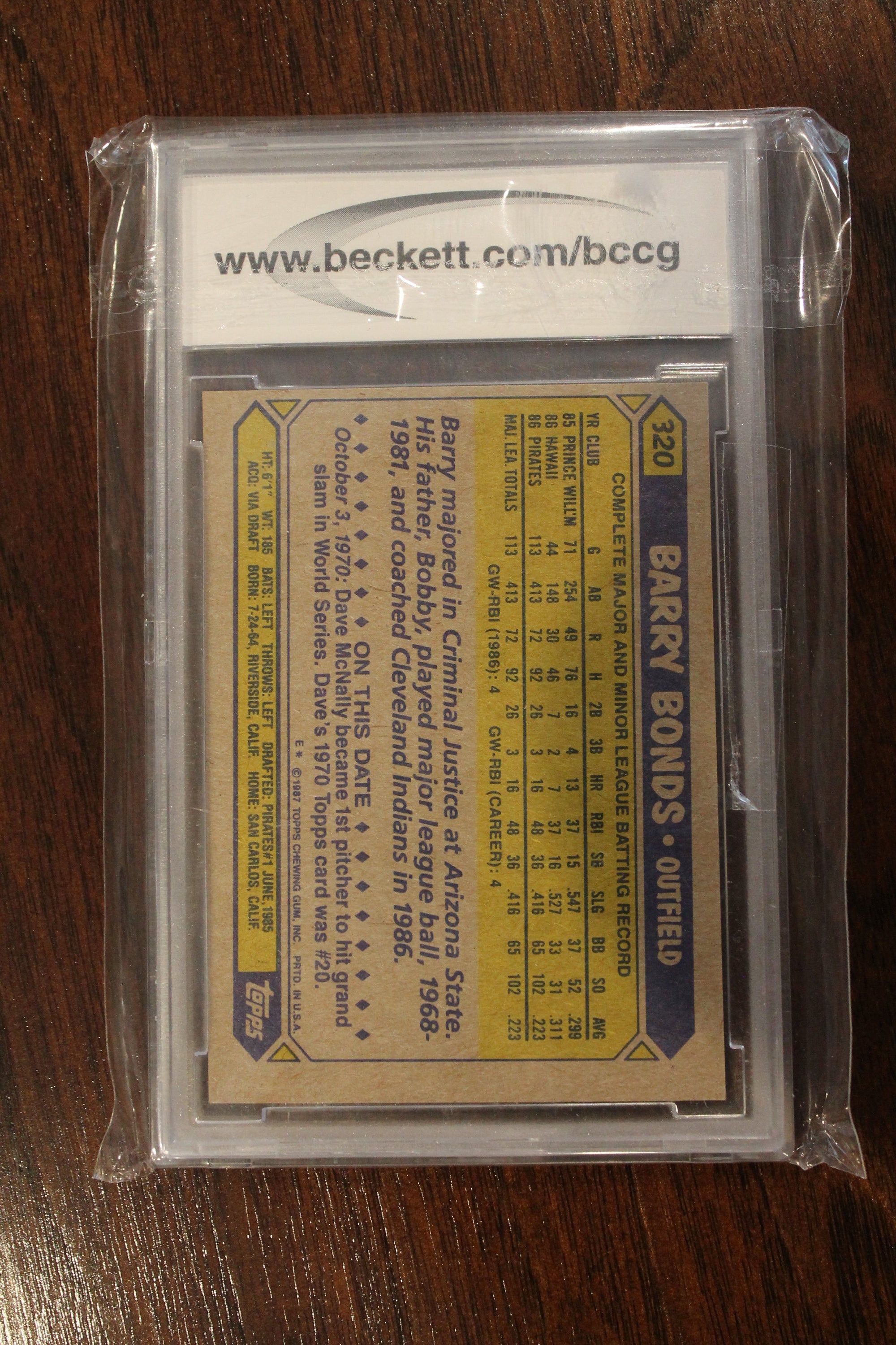 1987 Topps - [Base] #320 Barry Bonds [Beckett 9 MINT]
