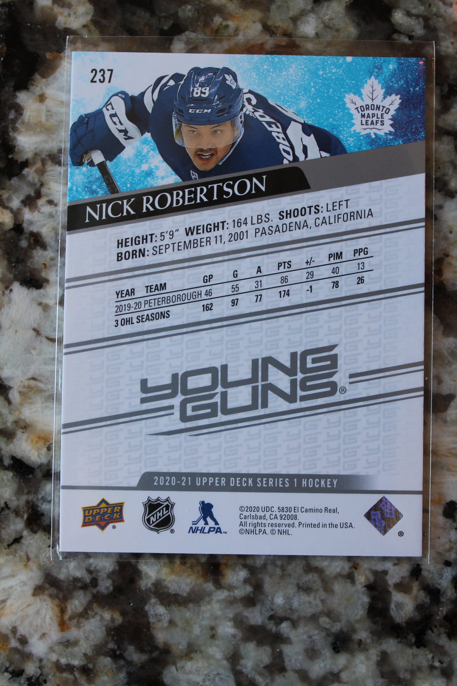 Nick Robertson 2020-21 Upper Deck - Young Guns Rookie Card