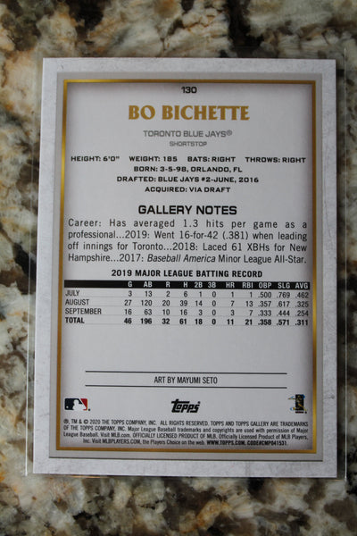 Bo Bichette 2020 Topps Gallery Rookie Card