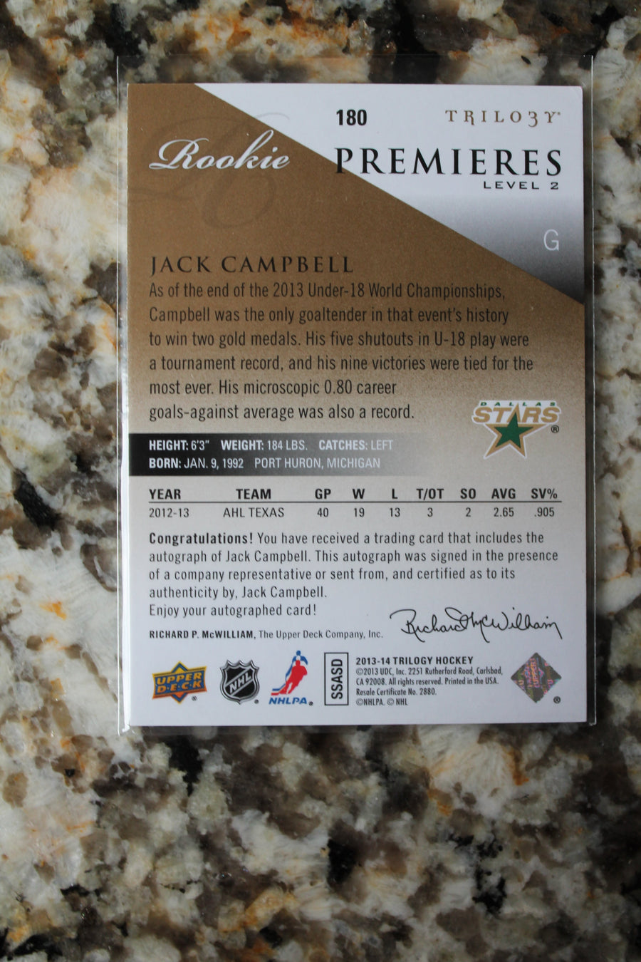 Jack Campbell 2013-14 Upper Deck Trilogy Rookie Card #379/399