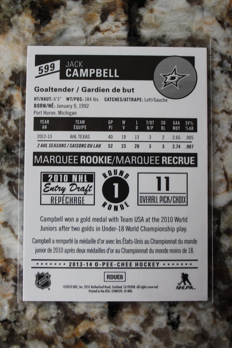 Jack Campbell 2013-14 O-Pee-Chee Rainbow Foil Rookie Card