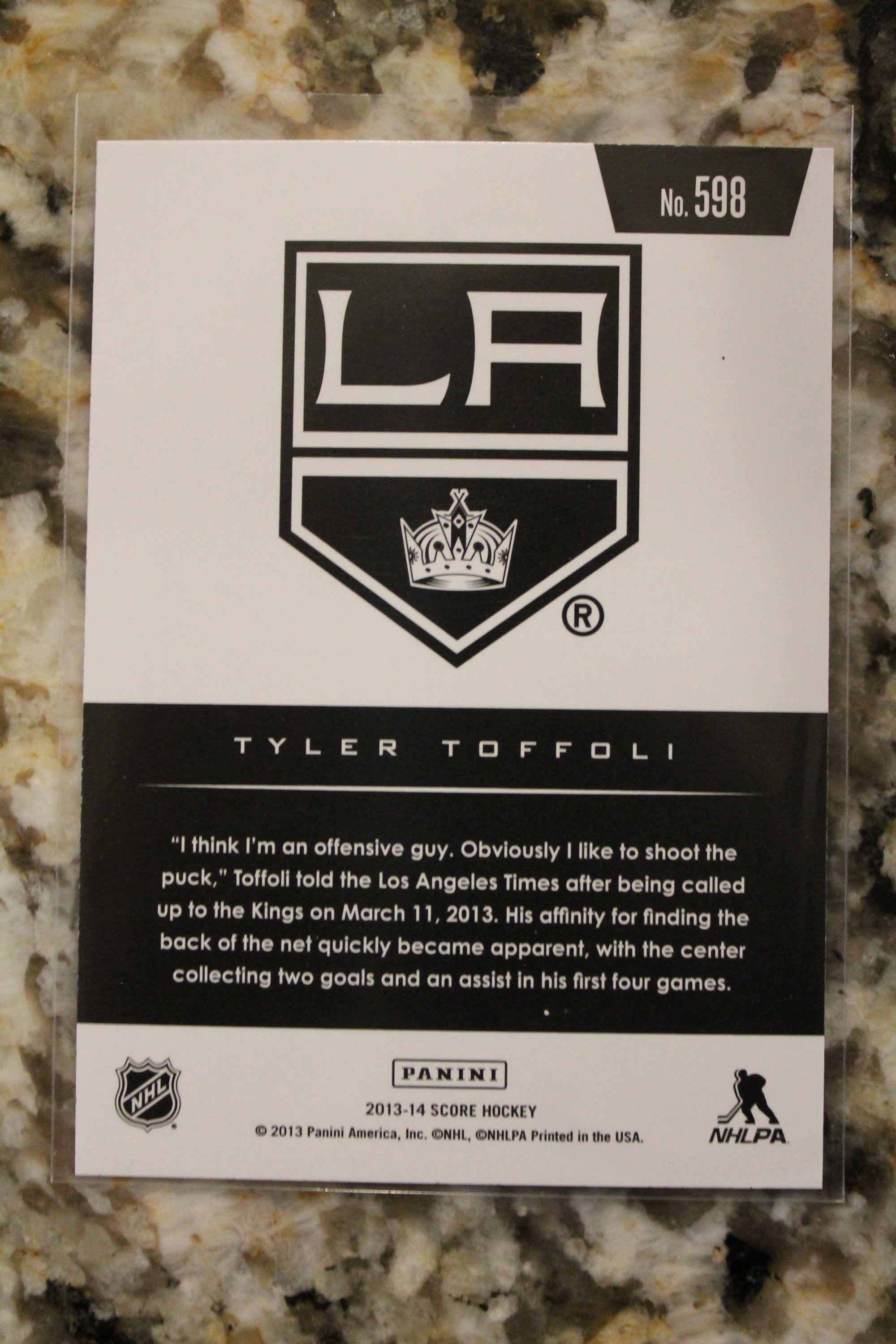 Tyler Toffoli 2013-14 Score - [Base] #598 Hot Rookies - Tyler Toffoli Rookie Card