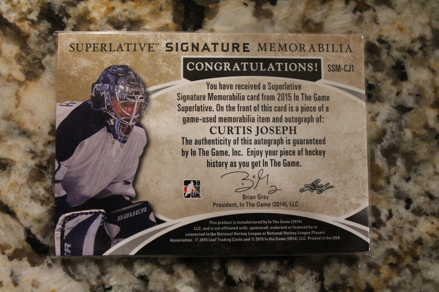Curtis Joseph 2015 Leaf in the Game Signature Memorabilia Card #27/30