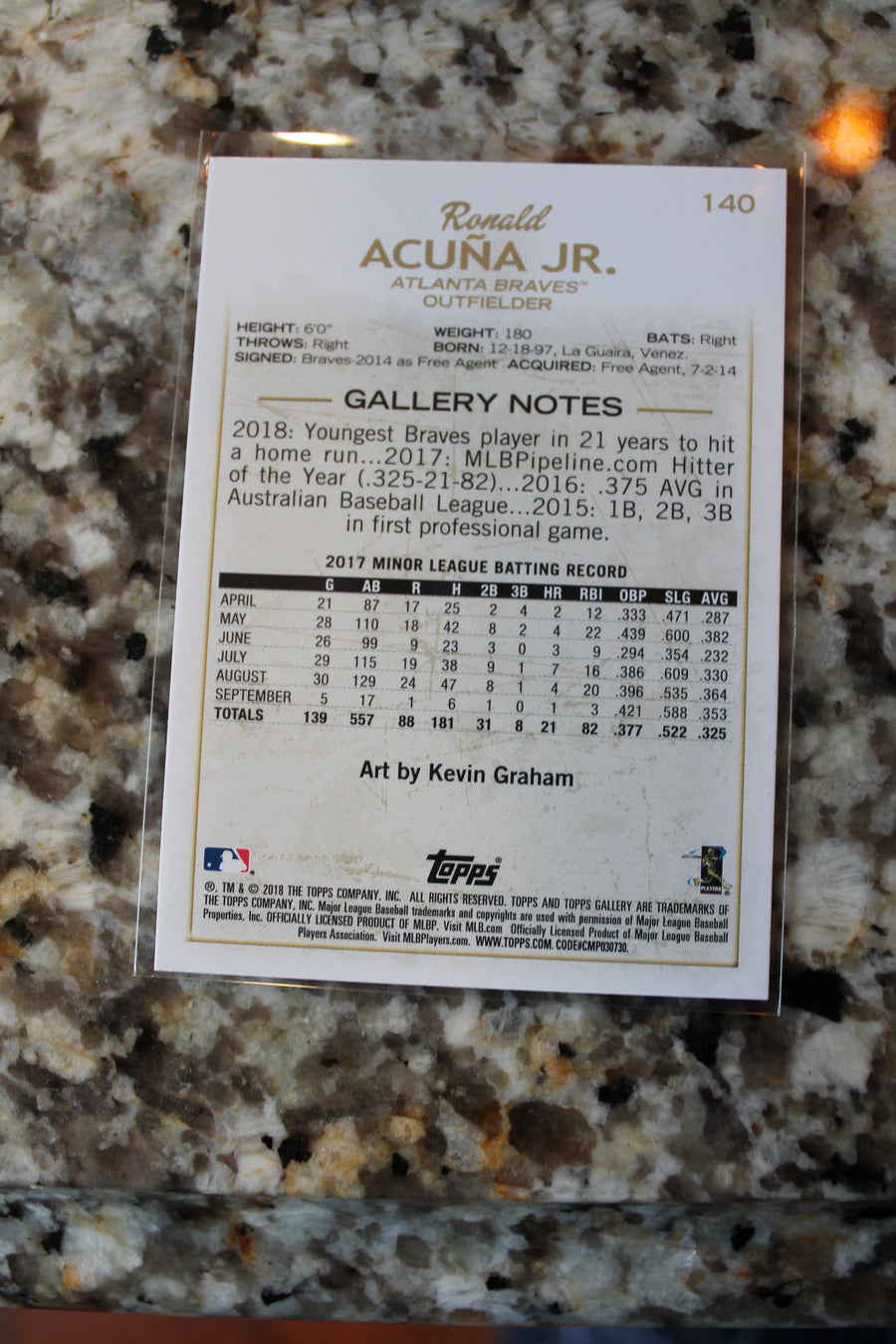 Ronald Acuna Jr. 2018 Topps Gallery Rookie Card