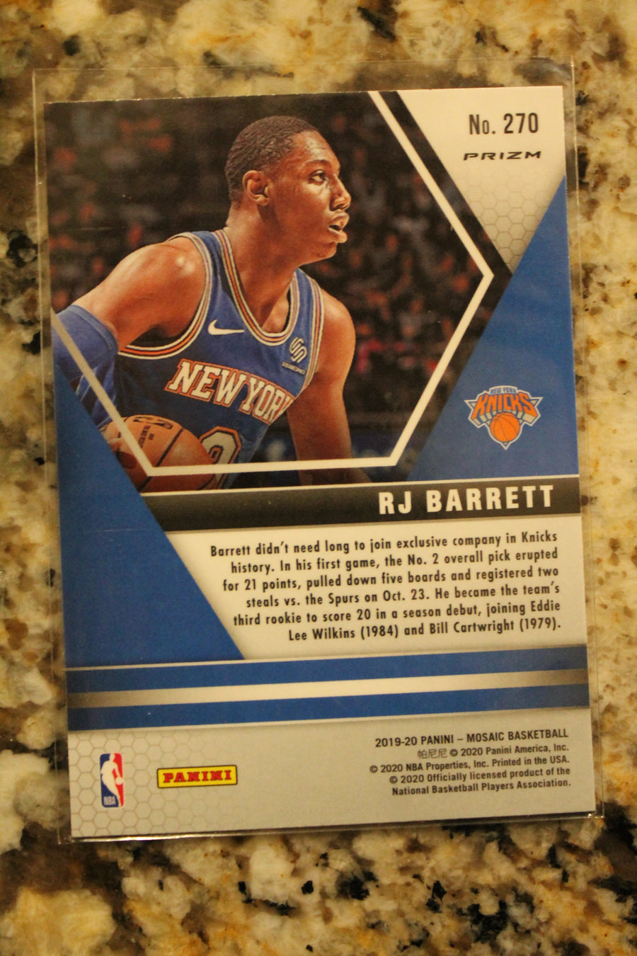 RJ Barrett 2019-20 Panini Mosaic Reactive Orange Prizm Rookie Card