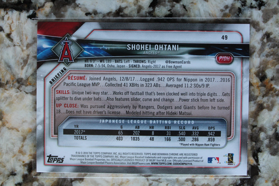 Shohei Ohtani 2018 Bowman Rookie Card