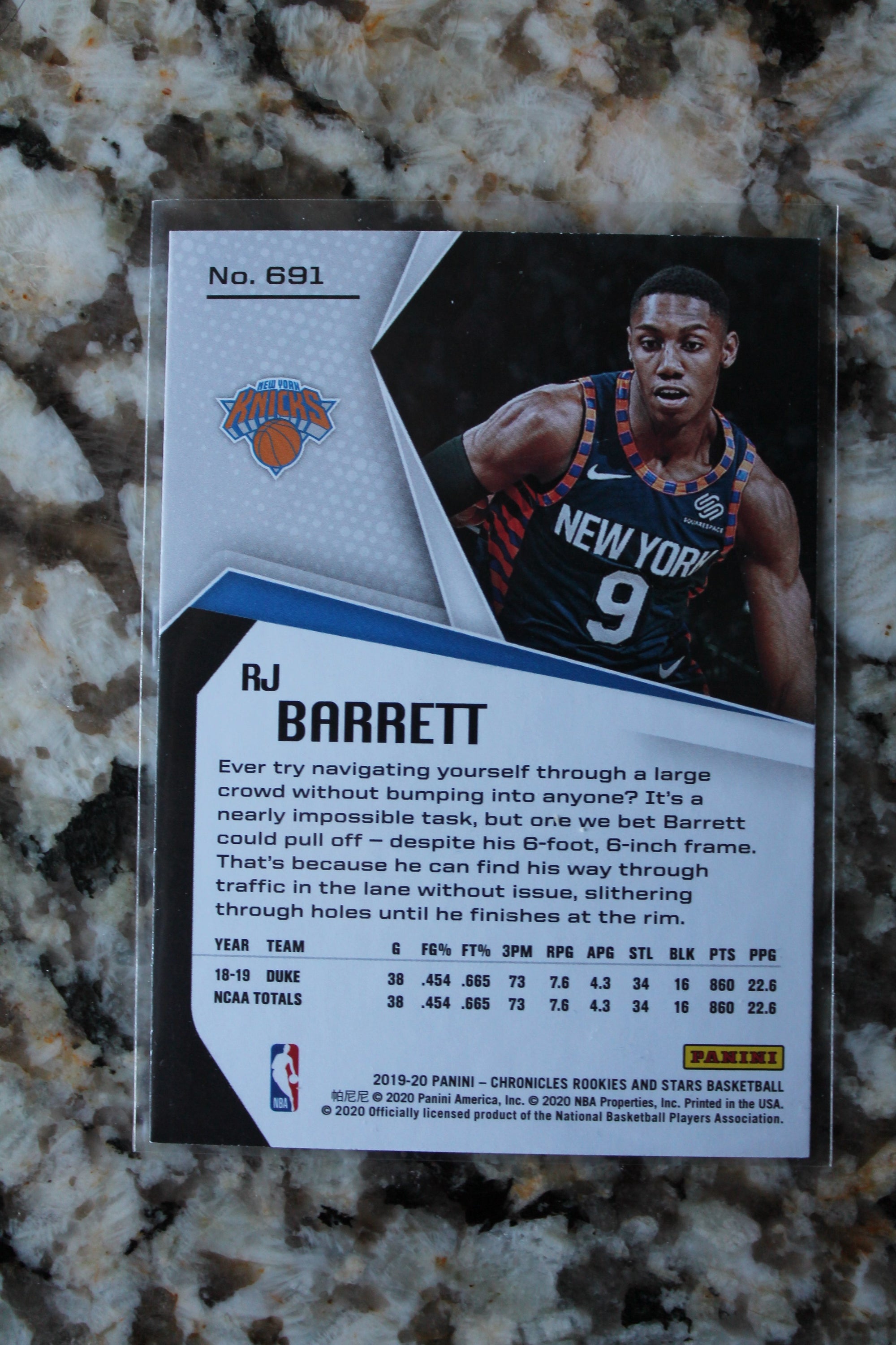 RJ Barrett 2019-20 Panini Chronicles Rookies and Stars Rookie Card