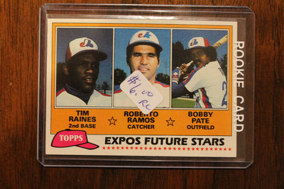 1981 Topps Tim Raines, Roberto Ramos, Bobby Pate Rookie Card