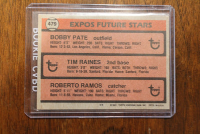 1981 Topps Tim Raines, Roberto Ramos, Bobby Pate Rookie Card