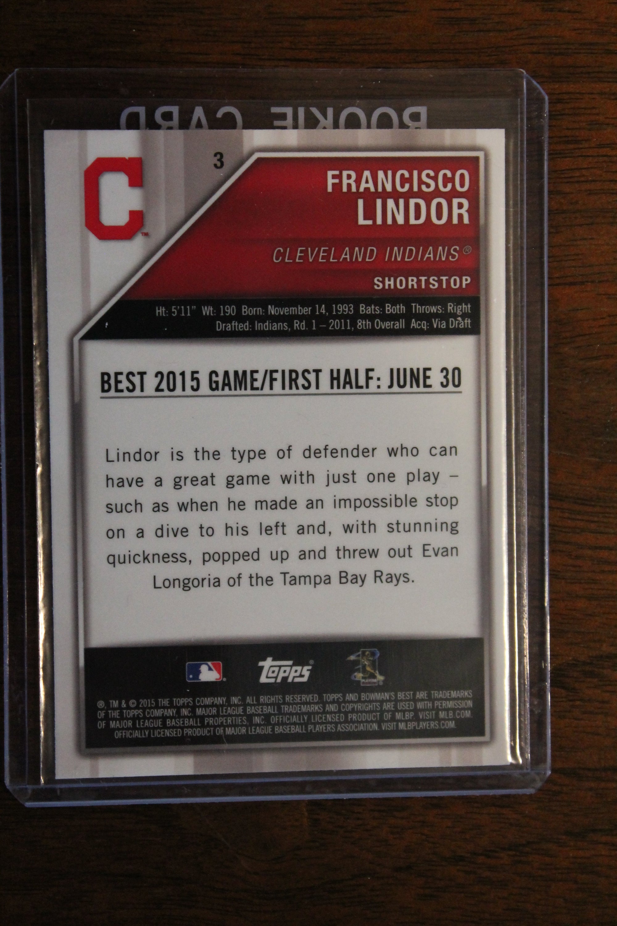 Francisco Lindor 2015 Bowman's Best Rookie Card