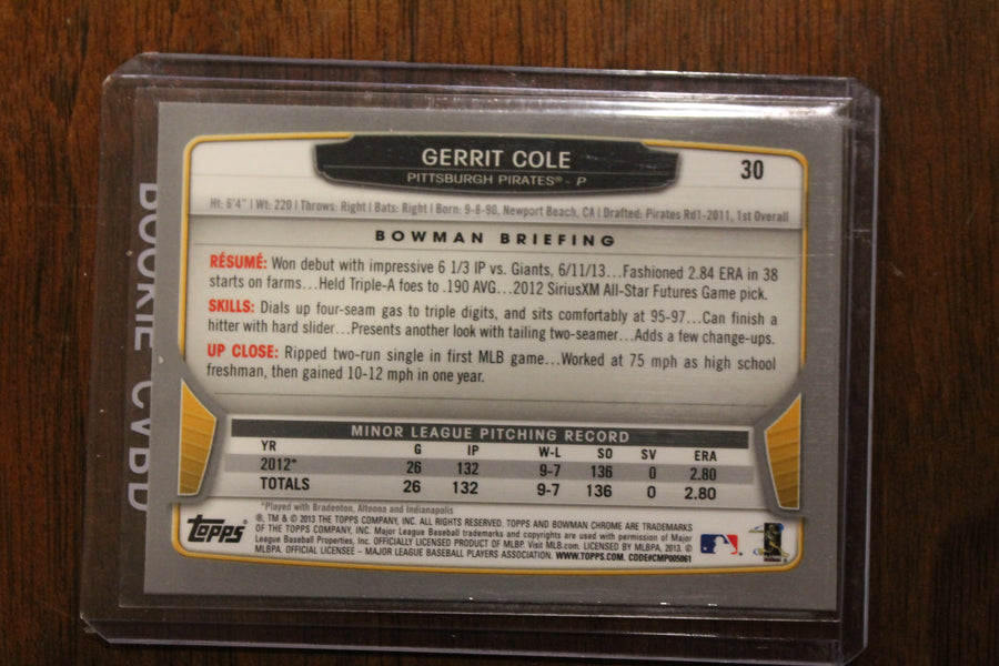 Gerrit Cole 2013 Bowman Chrome  Rookie Card