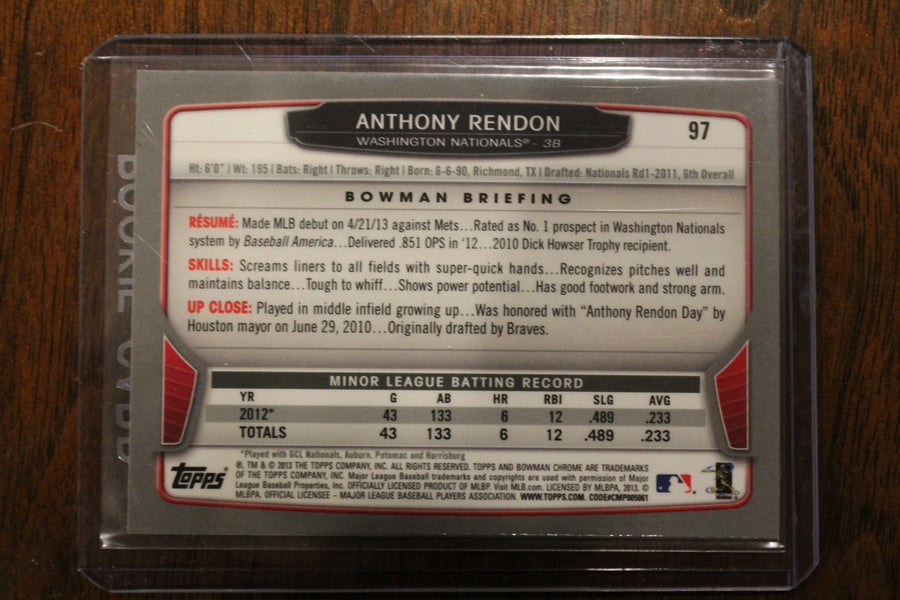 Anthony Rendon 2013 Bowman Chrome  Rookie Card