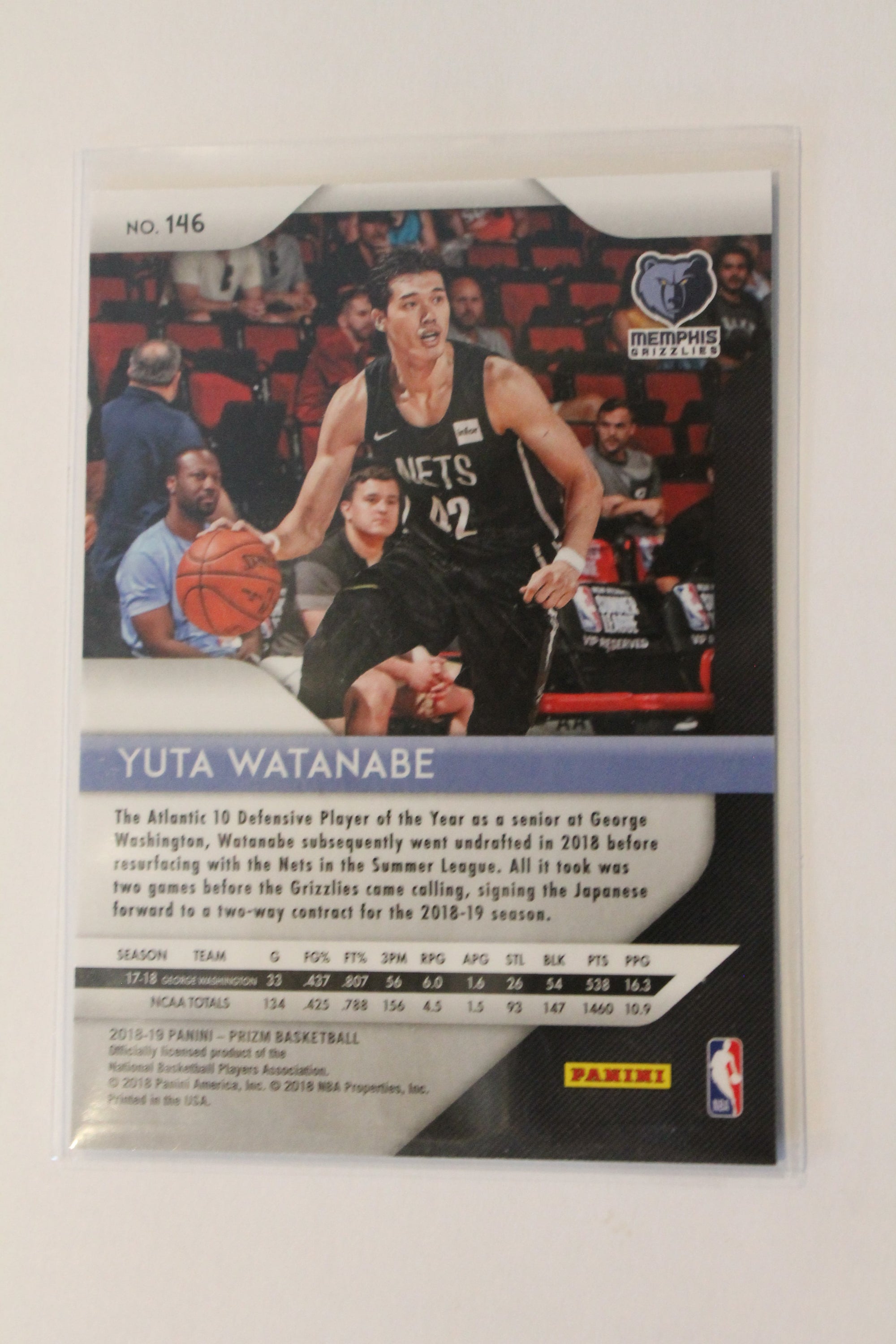 Yuta Watanabe 2018-19 Panini Prizm Rookie Card