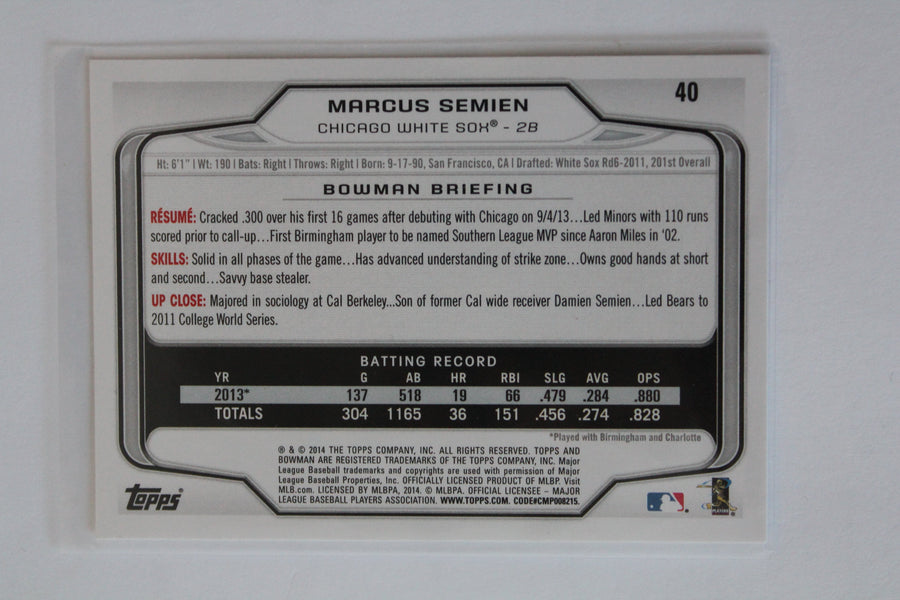 Marcus Semien 2014 Bowman Rookie Card