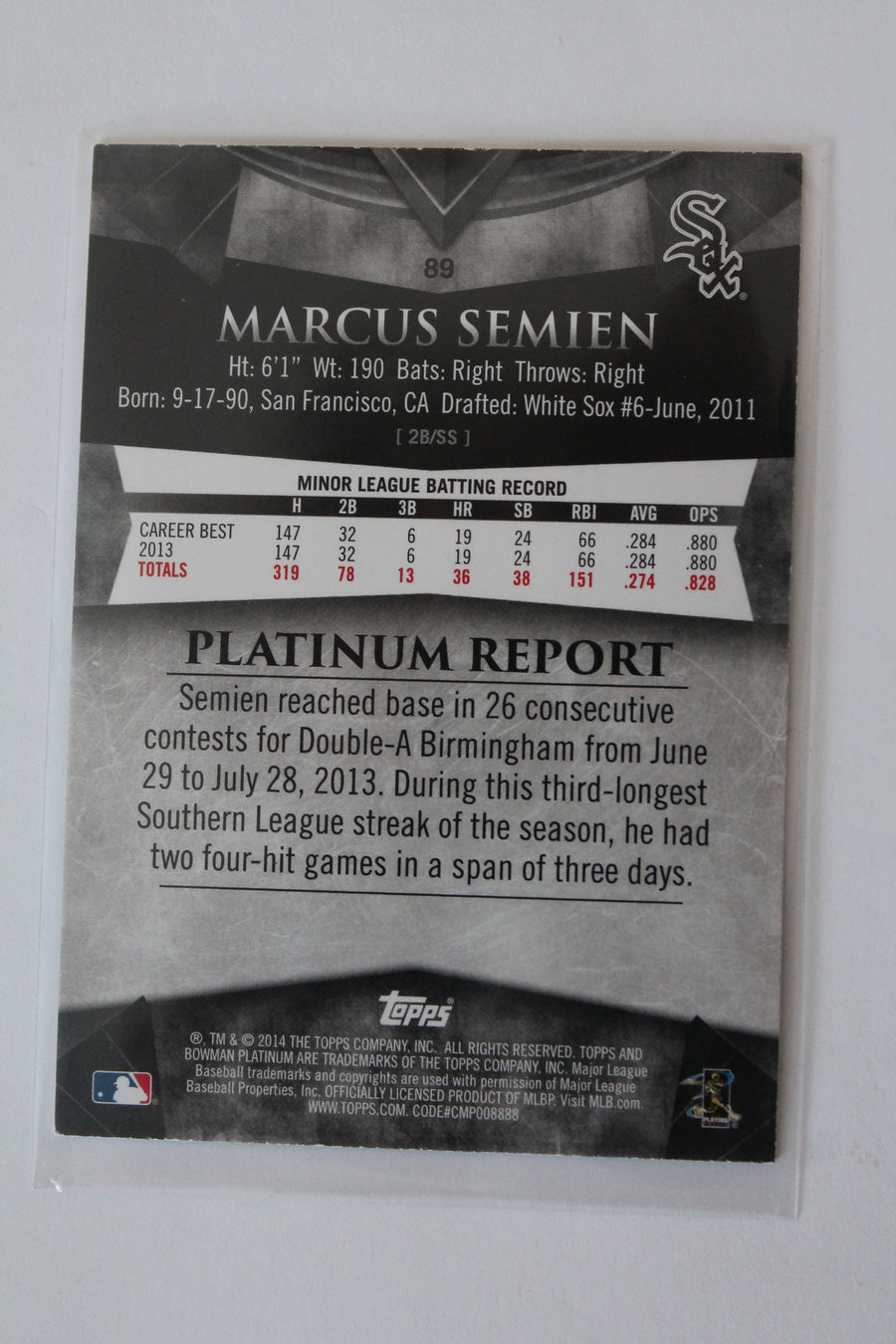 Marcus Semien 2014 Bowman Platinum Ruby Rookie Card