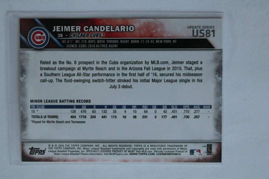 Jeimer Candelario 2016 Topps Update Series Rookie Card