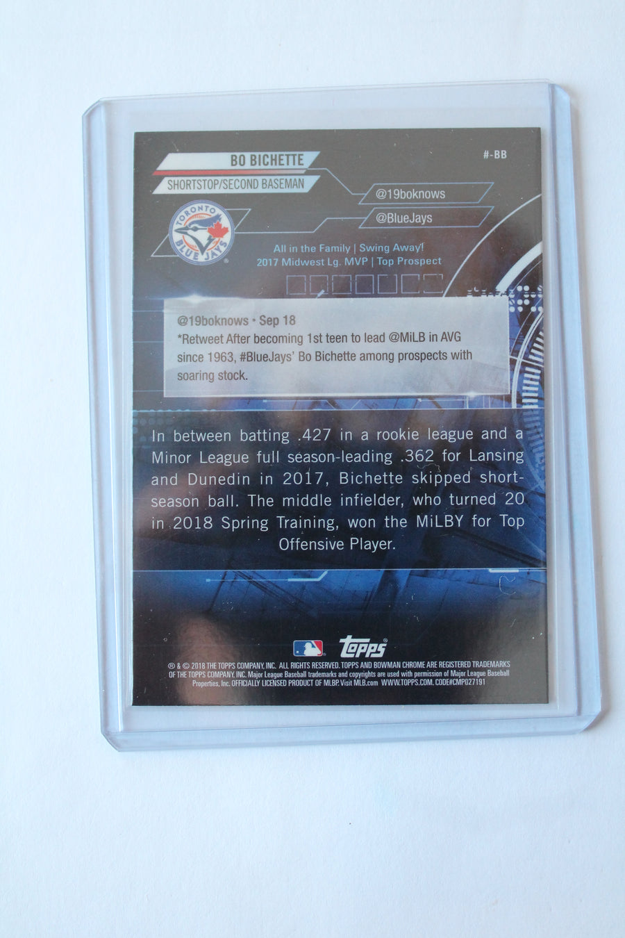 Bo Bichette  2018 Bowman Chrome  XRC