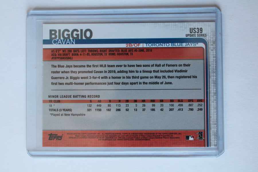 Cavan Biggio 2019 Topps Update Series Rookie Card (Batting)